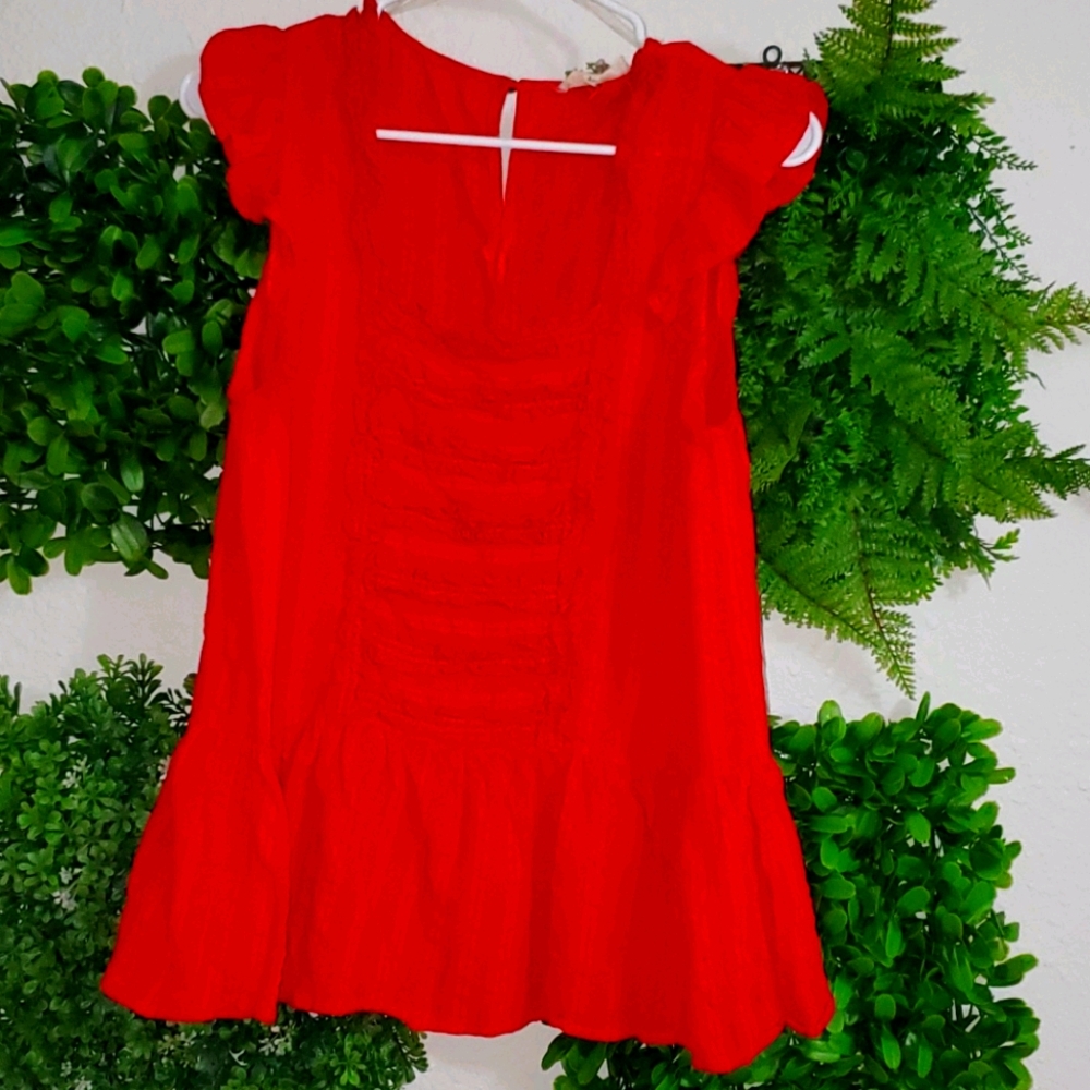 Red Blouse with Oriental Style Cut